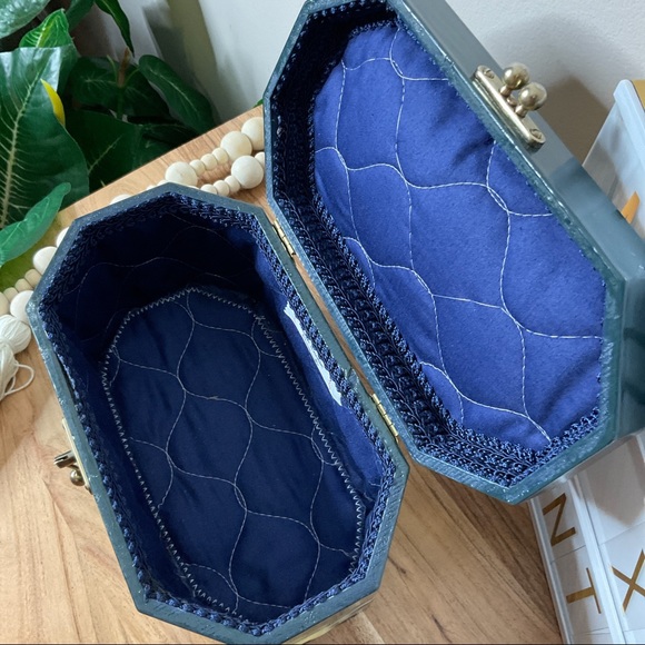 Vintage Annie Laurie Originals Palm Box Bag 3D Bird Decoupage Handbag 1950s Rare - Picture 11 of 13